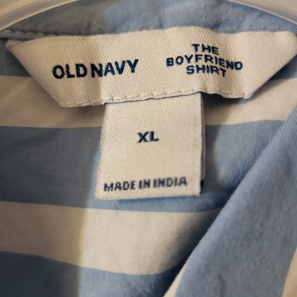 Old Navy Blue Chambray White Stripe Classic Relax Button down Shirt Larg… - Picture 8 of 8